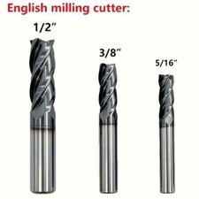 3PCS 4 FLUTE 1/2 3/8 5/16 " END MILL SOLID CARBIDE TiAlN COATED