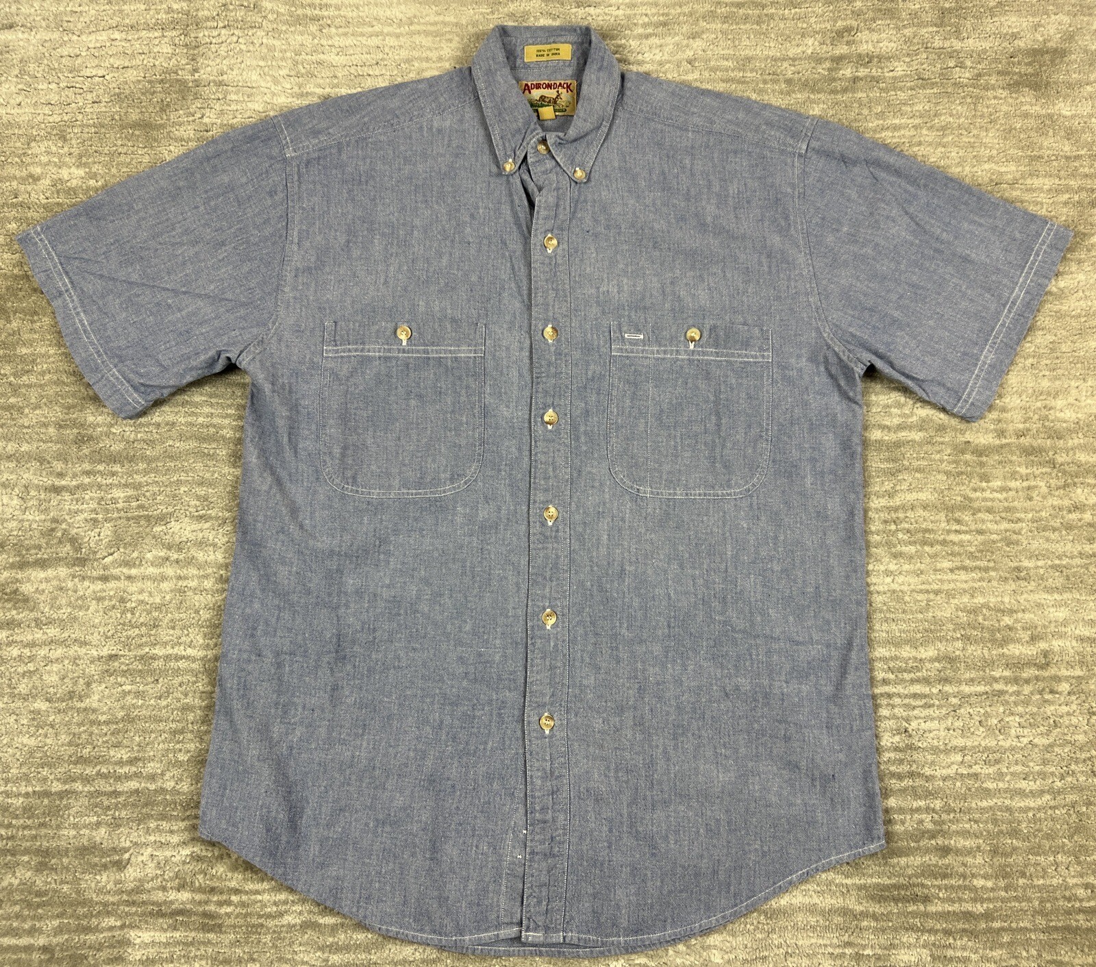 Camicia vintage Adirondack By Savile fila uomo 2XL blu manica corta bottoni casual