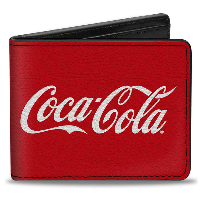 Coca Cola Coke Logo Red White Vegan Leather Bi-Fold Wallet