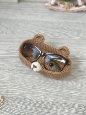 Bear Glasses Holder crochet Crochet Bear-Shaped Eyeglass Organizer Handmade Gift