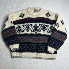 Neuvo Americana Vintage Chunky Sweater Wool Geometric Fair Isle Nordic M