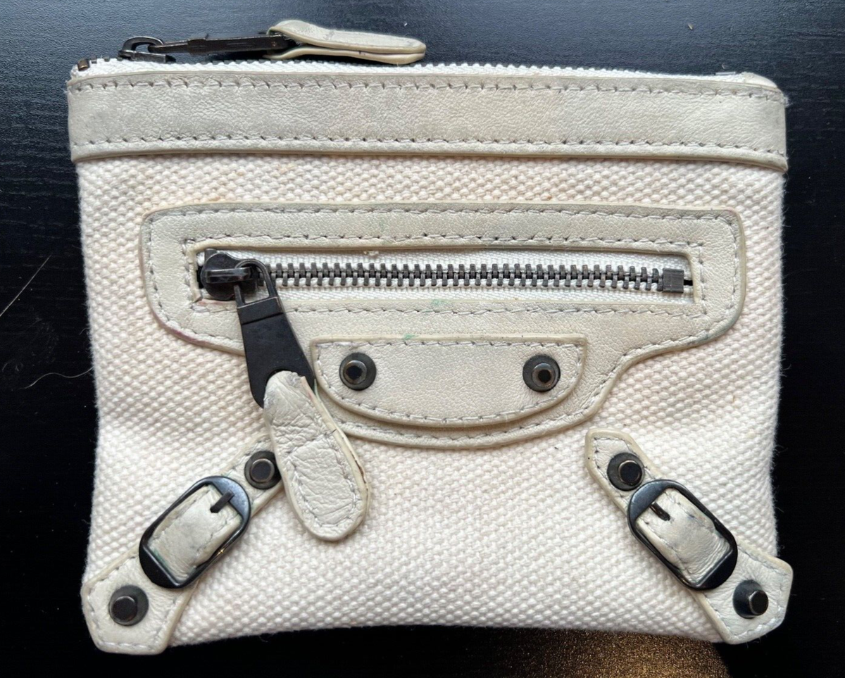 Balenciaga - Moto City - Canvas & Leather - Cream Zip Pouch Balenciaga - Moto City - Canvas & Leather - Cream Zip Pouch