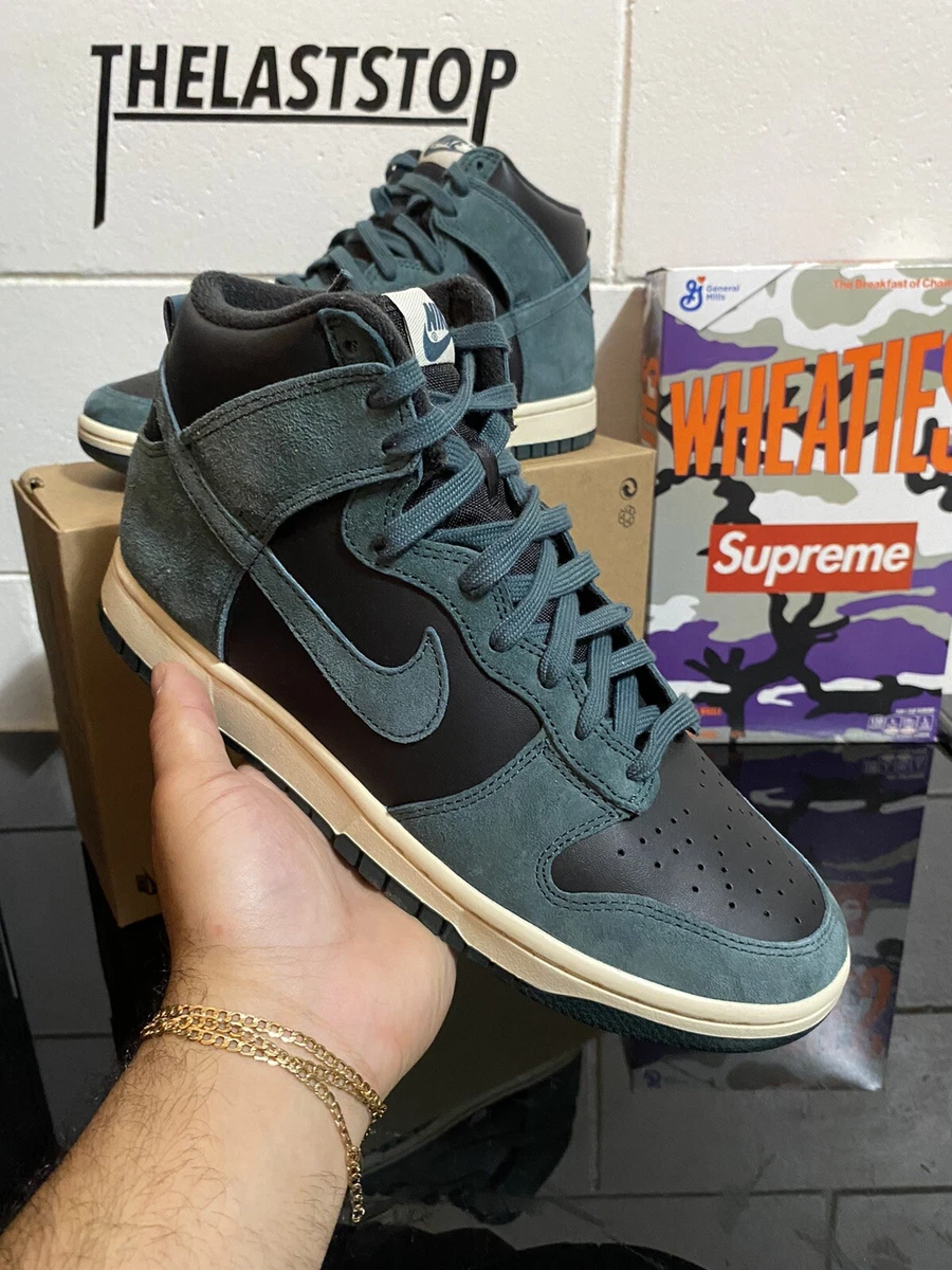 Nike Dunk High Retro PRM Faded Spruce Mens Size 9 Womens Size 10.5 Black Green