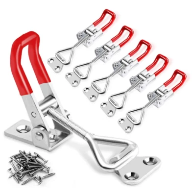 GEORGLASKO_8 Toggle Clamp Latch Smoker Adjustable Latches 330Lb Holding Capacity Silver 6 Pcs