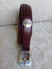 Onyx by Brighton Sz 30 Brown Logan Laced Golf Leather Belt w Silver Golfers 1998
