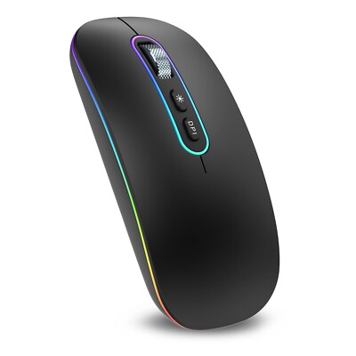 cimetech Wireless Mouse Bluetooth for Laptop, M01 Rechargeable Silent LED Com...