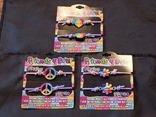Best Friends Stretch Bracelet Fashion Jewelry Pink Purple Flower Peace Heart NEW