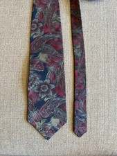 Pre-Owned Karl Lagerfeld Navy Grey Red Paisley 100 Woven Silk Men's Tie