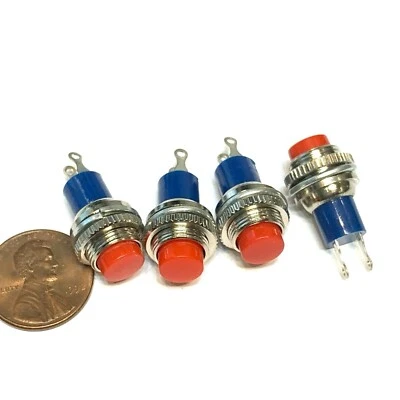 ENDLESSPARTS 4 Pieces Red N/C 10mm NORMALLY CLOSED 12v NC PUSH momentary BUTTON SWITCH c19