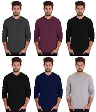 Mens Sweater V-Neck Pullover Cotton Long Sleeve Knitted Casual NWT Cardig Jumper