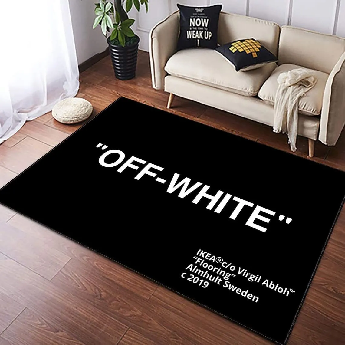 Off-White Custom Hand Made OFF Black White Rug – Crepslocker