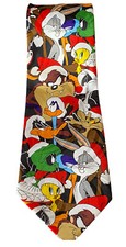 1997 Looney Tunes Characters Christmas Novelty Neck Tie 100 Polyester