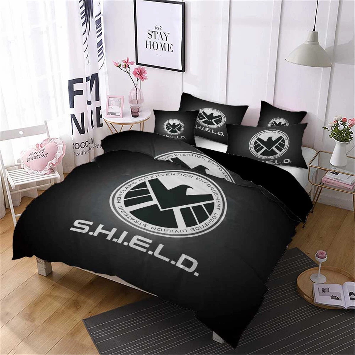 The Avengers Black Bedding Set, Bedroom Decoration