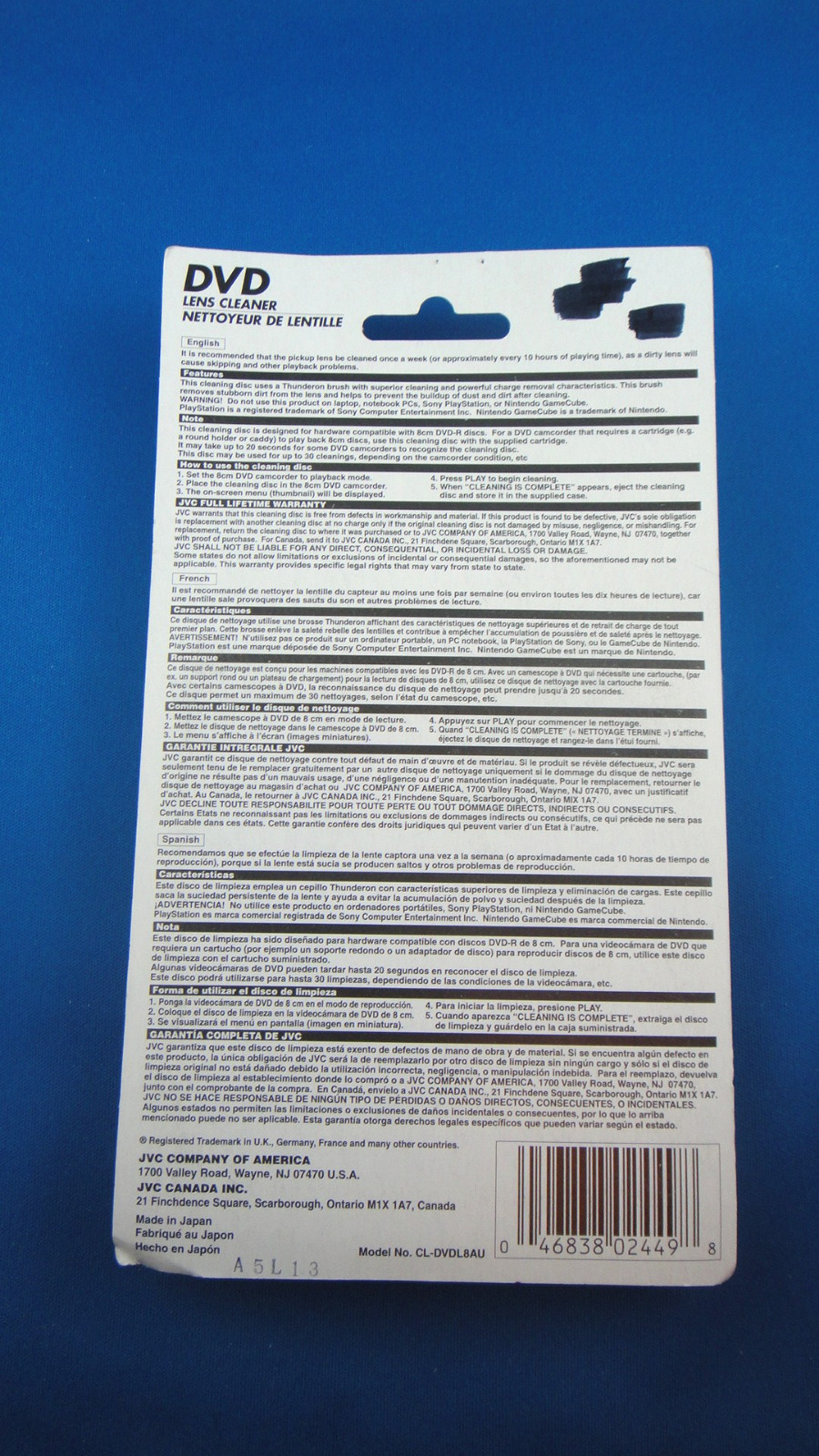 JVC DVD Lens Cleaner for Camcorders Brand New Fits all DVD Camcorders eBay