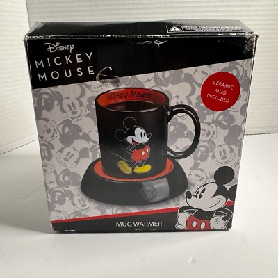 Disney Mickey Mouse Mug Warmer Set and 10 oz Ceramic Mug for Home or Office