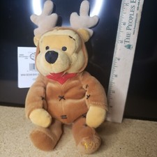 Winnie the Pooh Christmas 1999 Reindeer Plush with Tags Disney Store