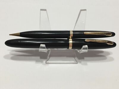 Vintage Sheaffer Admiral Black GFT Touch Down Fill #5 14K Nib Fountain & Pencil