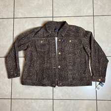 Chaps Snake Skin Print Denim Stretch Cotton Women’s Jacket Size 2xl