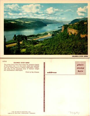Columbia River Gorge Oregon Full View Postcard Unused (37691)