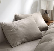 100 Linen Bed Pillow Cases Queen Size 25.98" 20.08" - Set of 2 Linen Standard