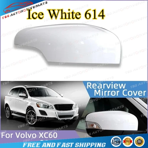 ✅ Ice White Passenger Side Mirror Cover for Volvo XC60 2009 -2013 Wing Shell Cap