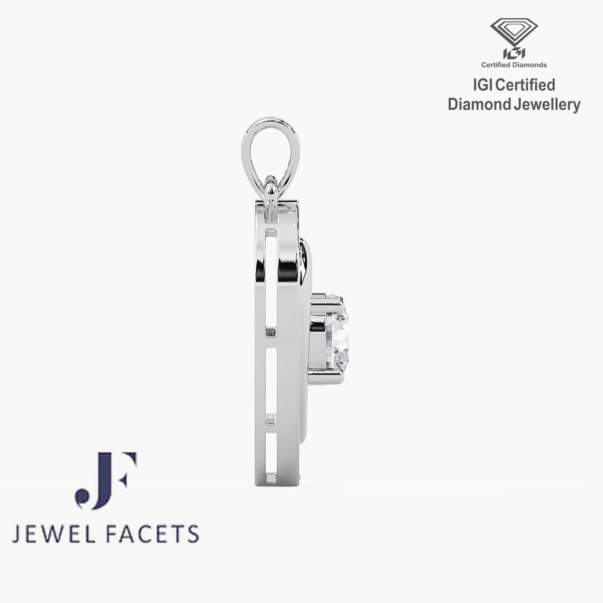 Women's 1.66Ct Round Cut IGI Certified Lab Grown Diamond Pendant 14k White Gold image-2