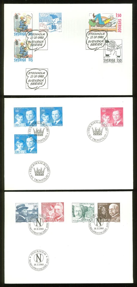 Suecia AA84m 7 FDC 1980 coches antiguos cómic debajo de la cara Foto 3 de 3