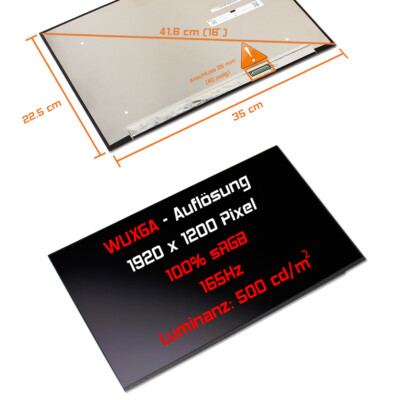 16'' Display matt passend für Innolux N160JME-GT1 1920x1200 WUxGA 165Hz 500 Nits 