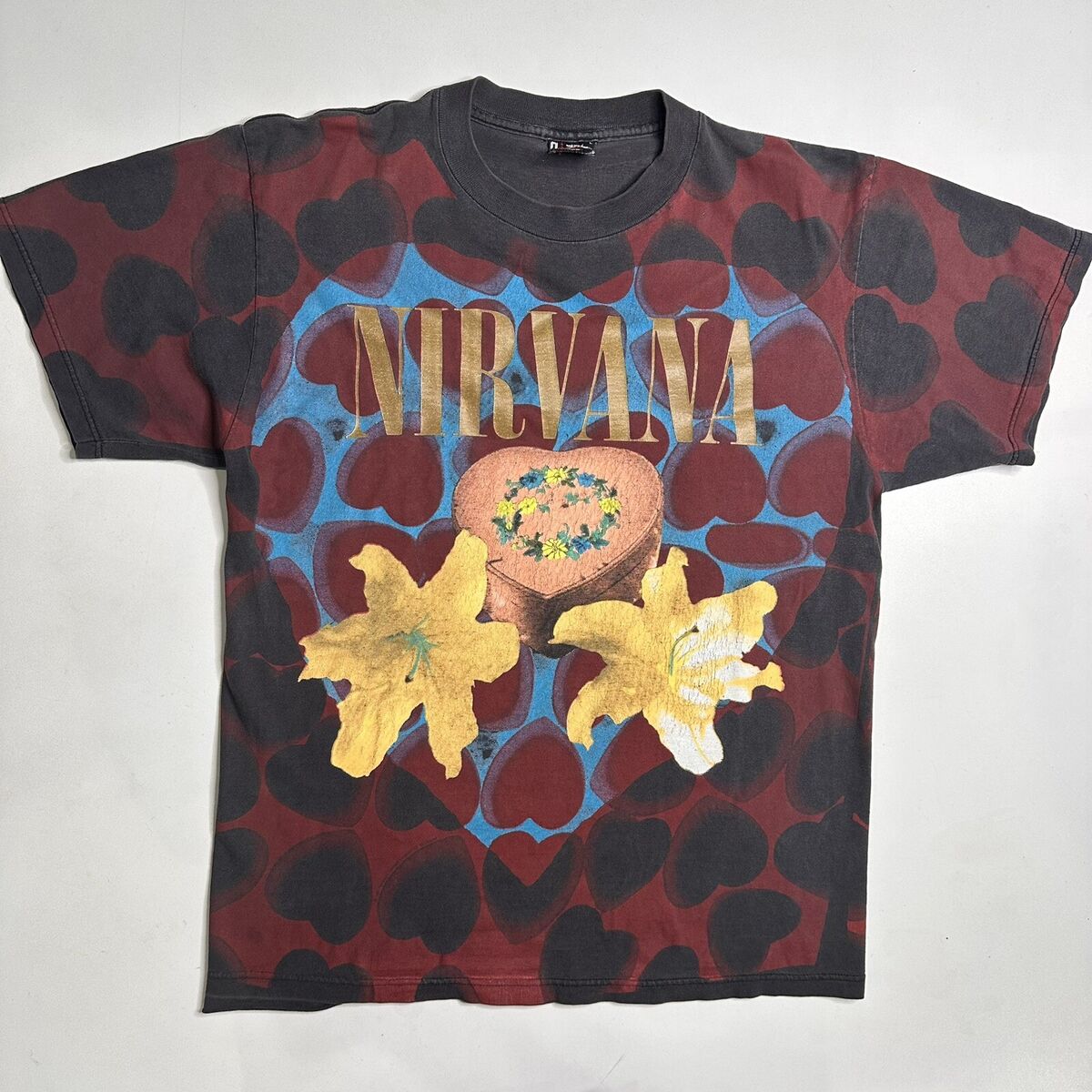 Vintage Nirvana Heart Shaped Box T-Shirt Sz L Original 1993 Vintage Nirvana Heart Shaped Box T-Shirt Sz L Original 1993