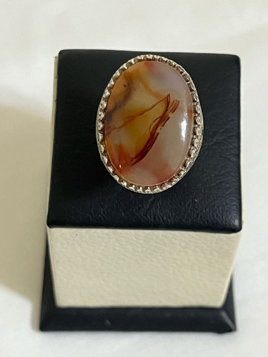Handmade 925 Silver Men Ring – Natural Yemeni Aqeeq – Arabic Jewelry Attractive - Picture 3 of 13