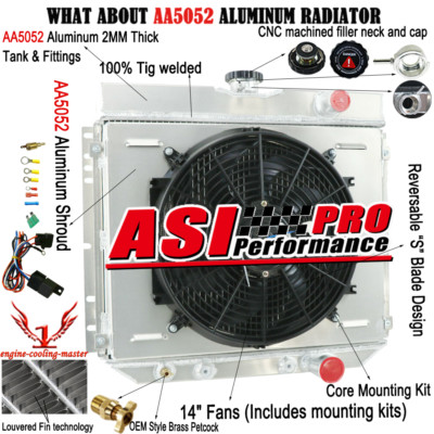 4 Rows Radiator+Shroud Fan Fit 1966-70 Ford Mustang Falcon Fairlane Torino L6 V8