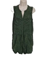 Lucky Brand Women Short Button Up Romper Jumpsuit Size S Olive Green 39P
