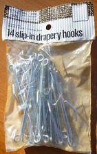  14 Vintage Kenney 4" Slip On Steel Drapery Curtain Hooks 1-3/4" Drop Length