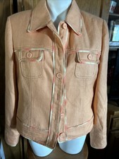 Revue Jacket Textured  Orange Sherbet  Piped Short Button Down Ladies Coat Xl