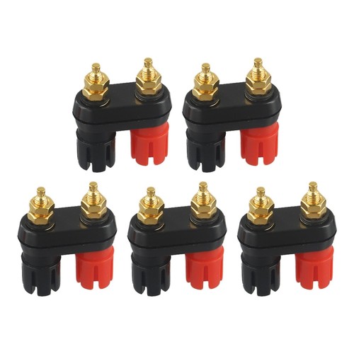 5 Pack Dual Banana Female Binding Post Panel Mount Socket Connector 4mm 2 Way - Picture 4 of 5