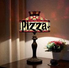 Vintage Style “pizza Hut” Stained Glass Lamp Retro Restaurant Accent Light Lamp