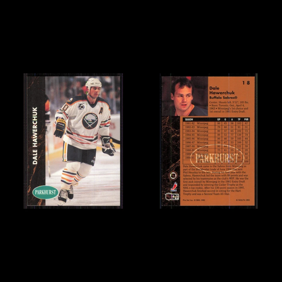 Dale Hawerchuk #18 1991 Parkhurst Buffalo Sabres Hockey Card NHL NM - Image 3 of 3