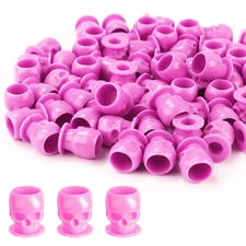 50PCS Pink Dip Cups Tattoo Ink Caps W/ Holder - Pigment Cups Disposable Supplies
