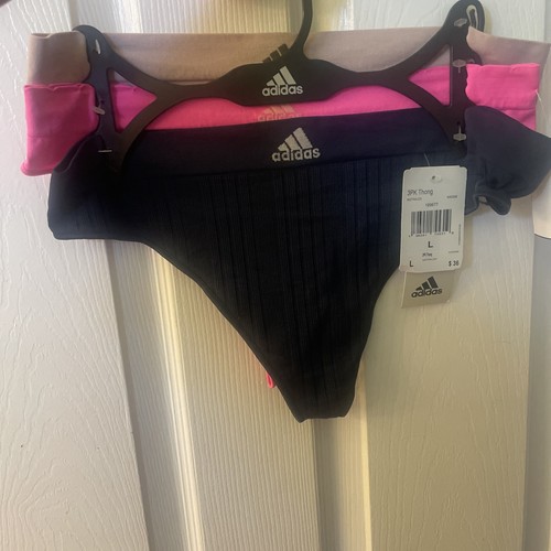 ADİDAS Women's 3-PACK Seamless THONG Underwear Panty Size Large NWT MSRP $36 - Picture 1 of 1