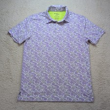 Birdie Bound Golf Polo Shirt Stretch Purple Daisy Floral Print Men  s Size Small