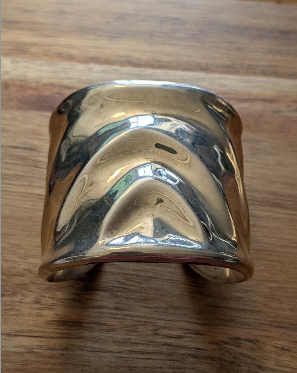 Taxco sterling silver bracelet cuff with a heavy, modern sculptural design