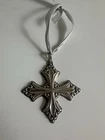 Vintage 1991 REED & BARTON Sterling Silver Christmas Cross Repousse Ornament