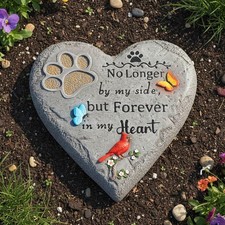 Dog Memorial Stone with Paw Print, Cardinal  Butterfly Pet Loss Sympathy Gif...