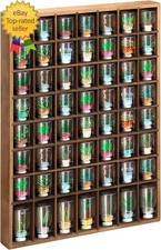 Shot Glass Display Case Wood Shot Glass Shelf Holder 56 Compartments Wall-Mounte