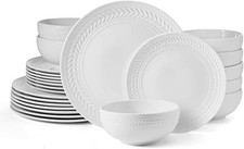 Josephine 24-Piece White Dinnerware Set for 8 - Elegant Durable