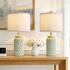 Vortether 20.5 Small Bedside Lamps Set Of 2 5Ft Cord Green Ceramic Modern