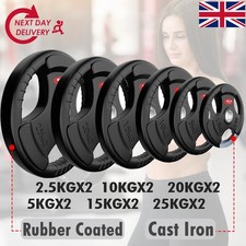 Weight Plates Set Pair Cast Iron 2" Hole Disc Dumbbell Olympic Barbell Weights