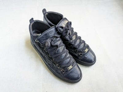Balenciaga Arena Navy Blue Men 10 43 Leather High Top Sneakers