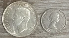 1952 Canadian 50-cent coin - 0.30 Ounces of Silver - and a 1956 5-cent coin