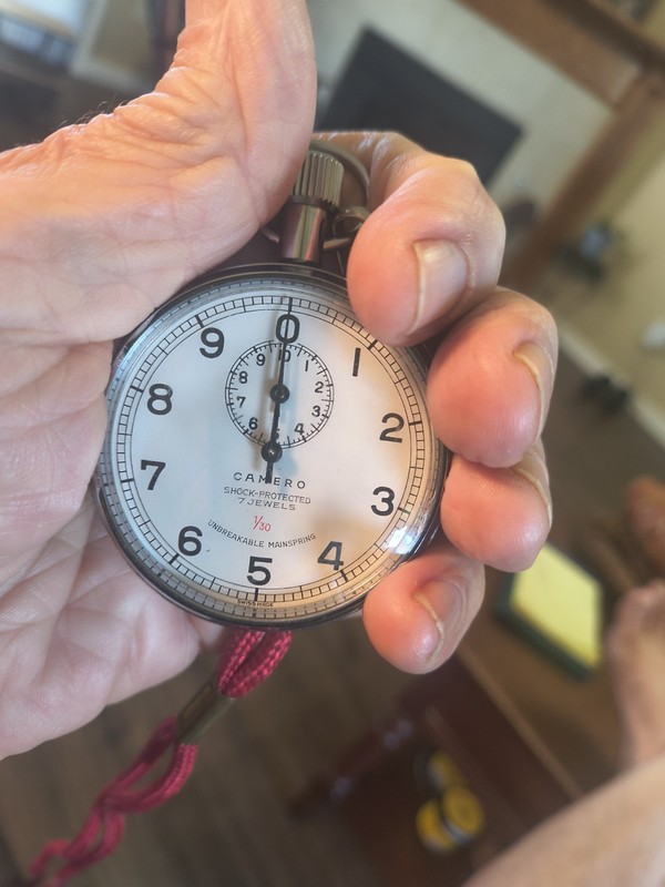 7 Jewel Camero Stopwatch In Great Condition! With Unbreakable Mainspring!
